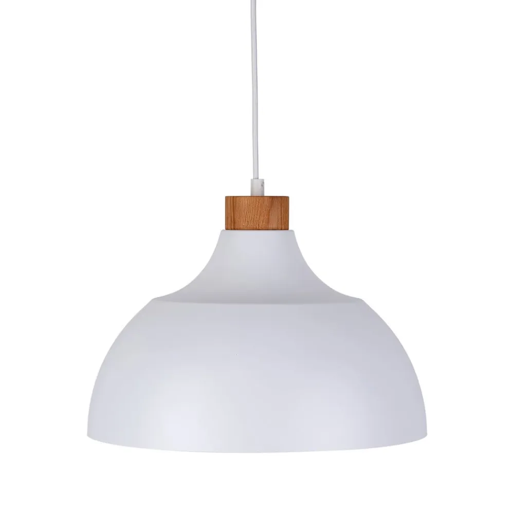 Envostar Kaitt hængelampe, hvid, Ø 34 cm, trædetaljer