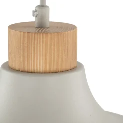 Kaitt hængelampe, beige, Ø 34 cm, trædetaljer^Envostar Hot