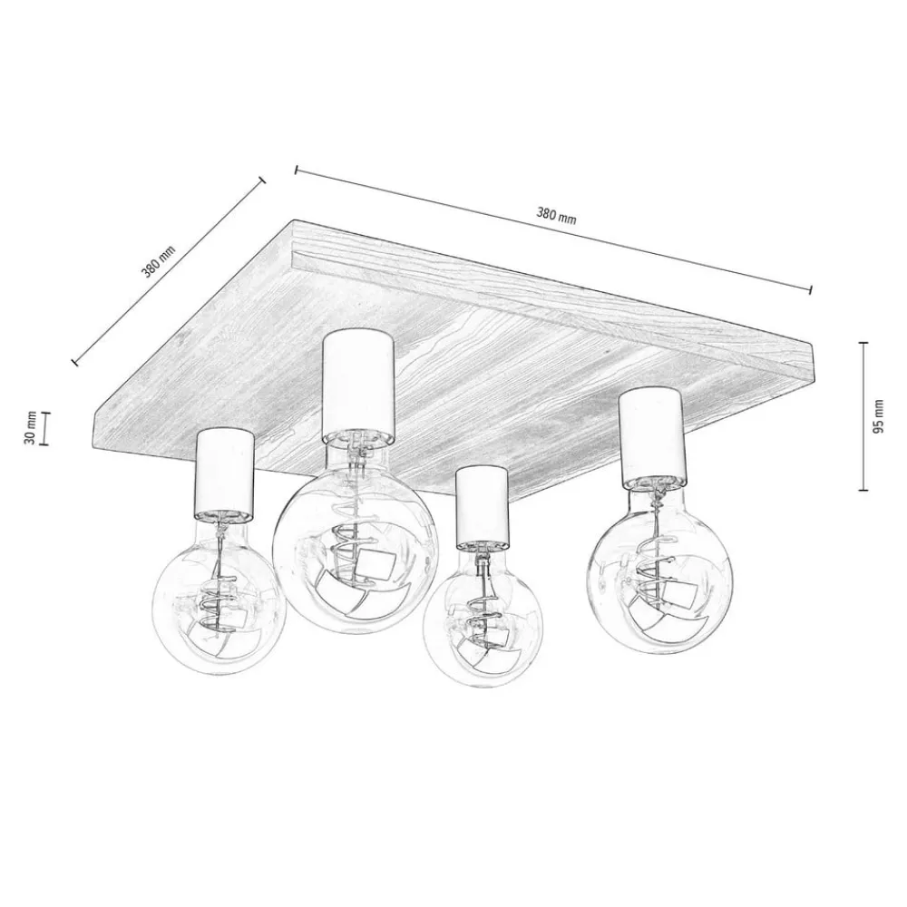 Envostar Lobo loftslampe 4fl. fyrretræsgrå