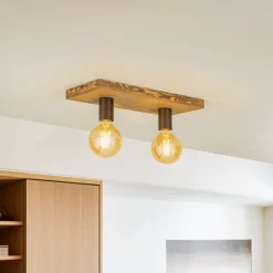 Envostar Bæredygtige Lamper>Lobo loftslampe 2fl. fyrretræ valnød