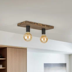 Envostar Bæredygtige Lamper>Lobo loftslampe 2fl. fyrretræ valnød