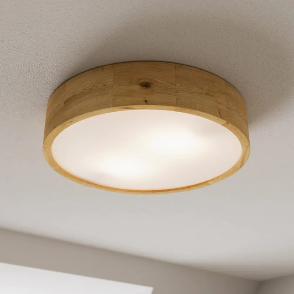 loftlampe Kerio, Ø 37 cm, naturligt egetræ^Envostar Hot