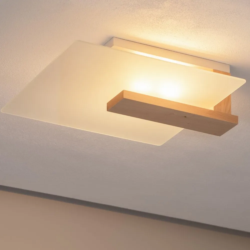 Peach Puff loftlampe med glas, træ^Envostar Outlet