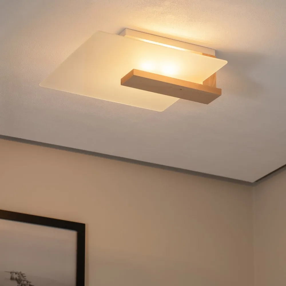 Peach Puff loftlampe med glas, træ^Envostar Outlet