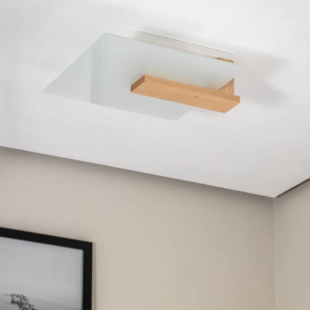 Peach Puff loftlampe med glas, træ^Envostar Outlet