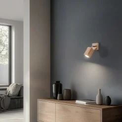 Envostar Peach Puff vægspot træ kvader 1 lyskilde