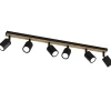 Envostar Loftlamper|Spotlights>Tino loftspot med 6 lyskilder, sort/træ