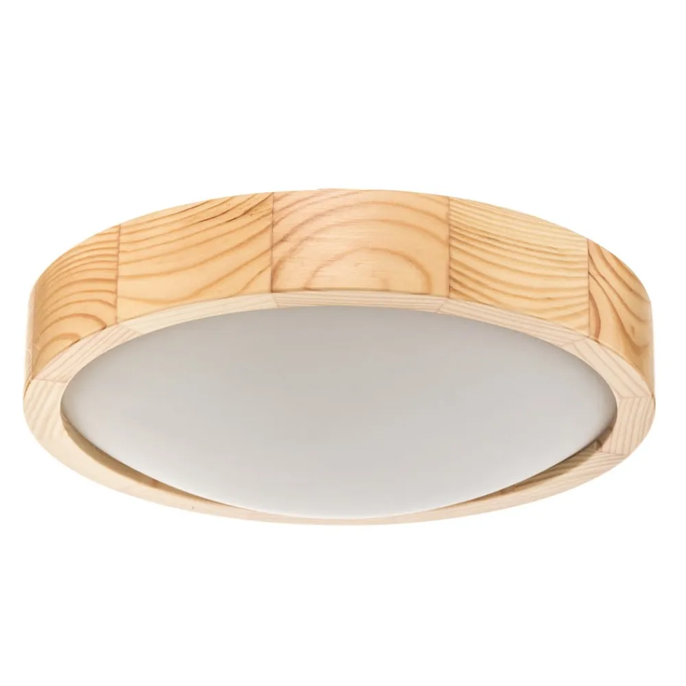 Envostar Zeus loftlampe i træ, fyr, Ø27cm