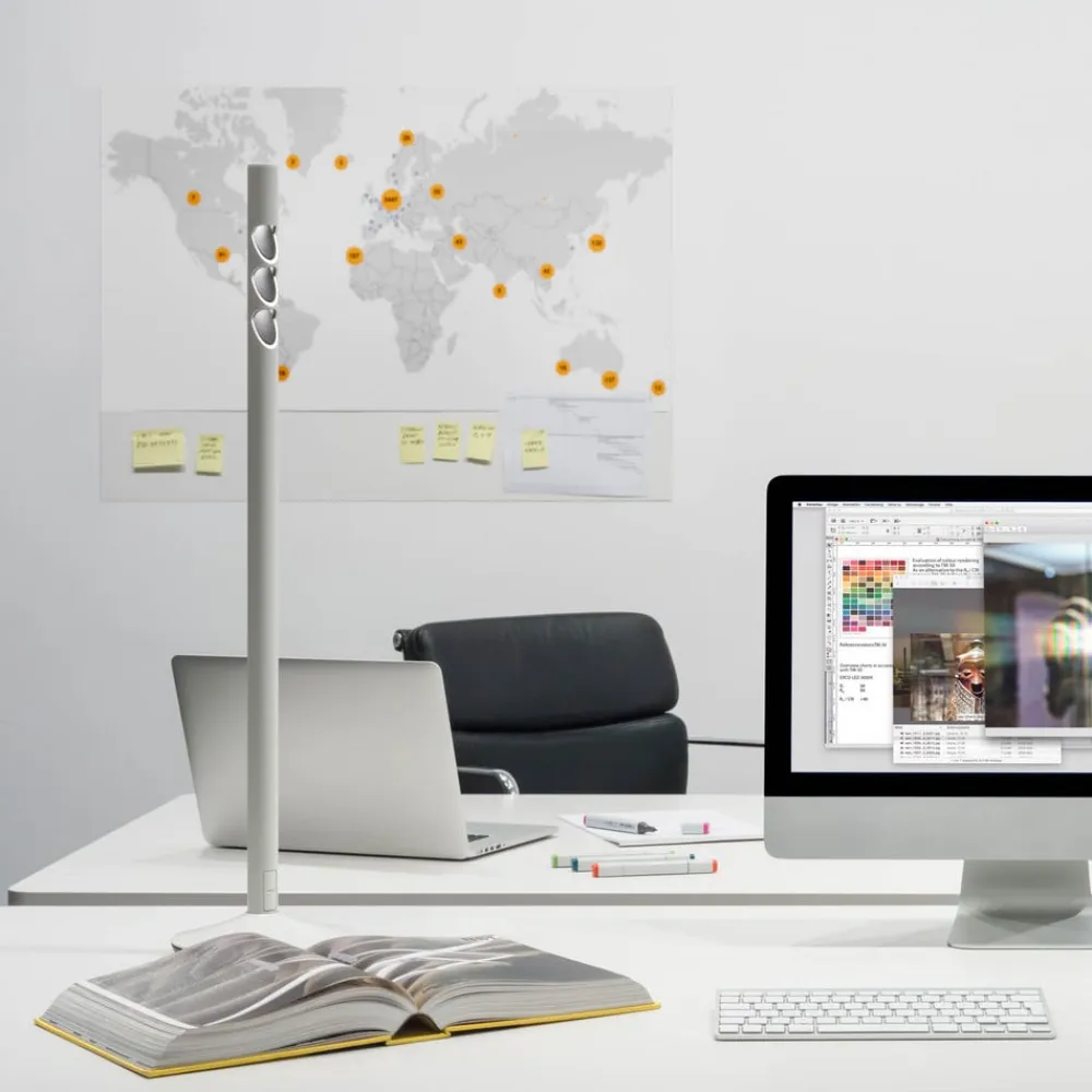 ERCO Skinnesystem>Lucy LED-bordlampe med fod, hvid 840