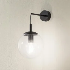 TK Lighting Esme væglampe, transparent, højde 45 cm, glas, E27