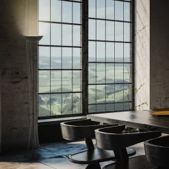 Briloner Estate LED-gulvlampe, sort, touchdæmper, USB-kabel