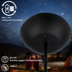 Briloner Estate LED-gulvlampe, sort, touchdæmper, USB-kabel