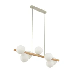 TK Lighting Estera hængelampe, opalglas, træ, 7 lyskilder