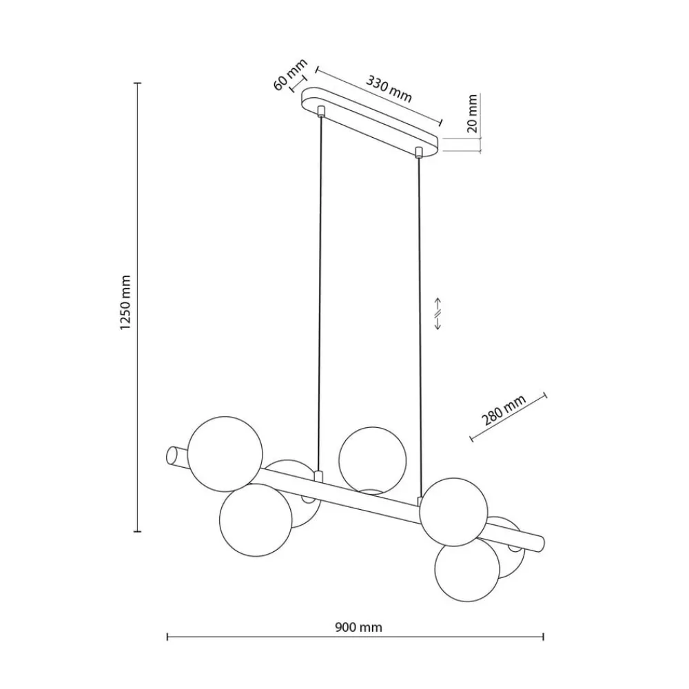 TK Lighting Estera hængelampe, opalglas, træ, 7 lyskilder