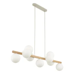 Estera hængelampe, opalglas, træ, 9 lyskilder^TK Lighting