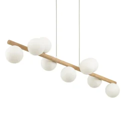 Estera hængelampe, opalglas, træ, 9 lyskilder^TK Lighting