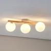 TK Lighting Estera loftlampe, opalglas, træ, 3 lyskilder