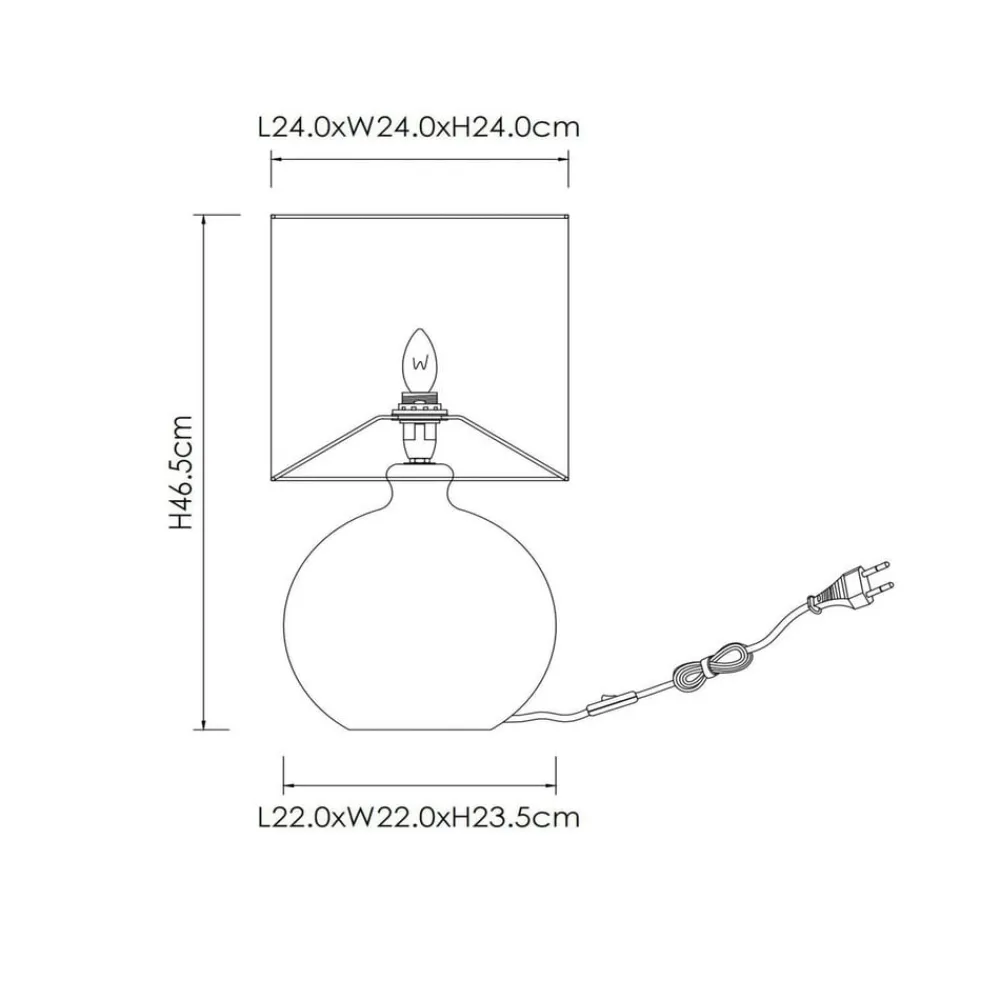Esterad bordlampe, okker, Ø 24 cm, højde 47 cm, glas^Lucide