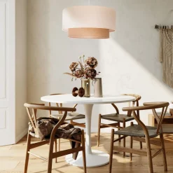 Euluna Pendellamper|Pendellamper>Boho pendellampe, beige, tekstil, Ø 45 cm