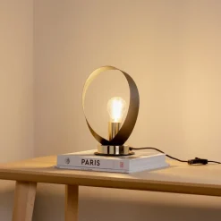 bordlampe Petla, sort/guld, metal, Ø 19 cm^Euluna Best