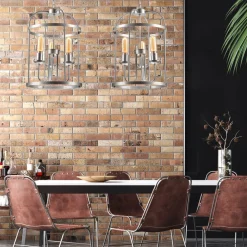 Euluna Constantine lysekrone i stål med 3 lyskilder