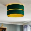 Euluna Duo loftlampe tekstil grøn/guld Ø40cm
