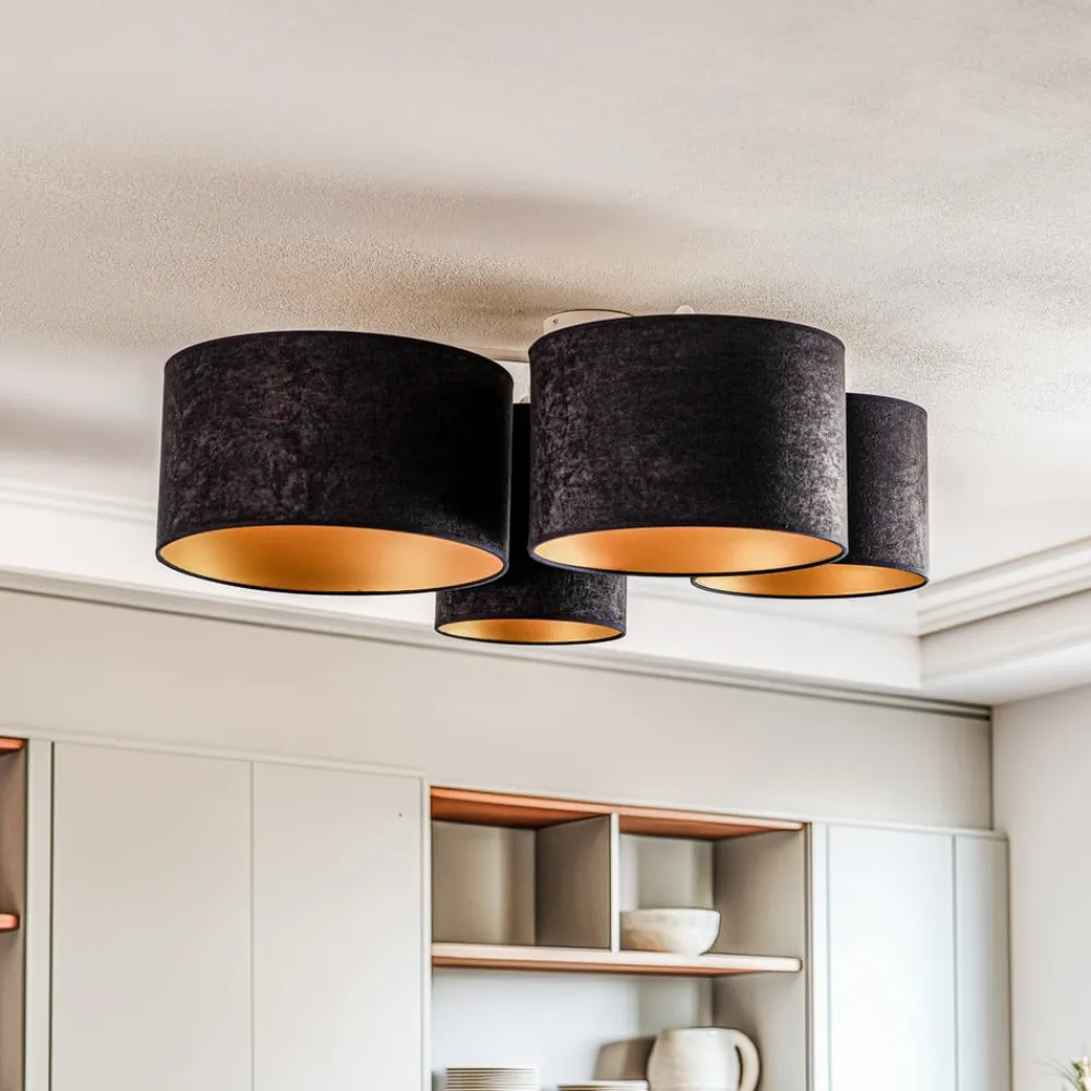 Lodge loftlampe, 4 lyskilder, sort/guld^Euluna Discount