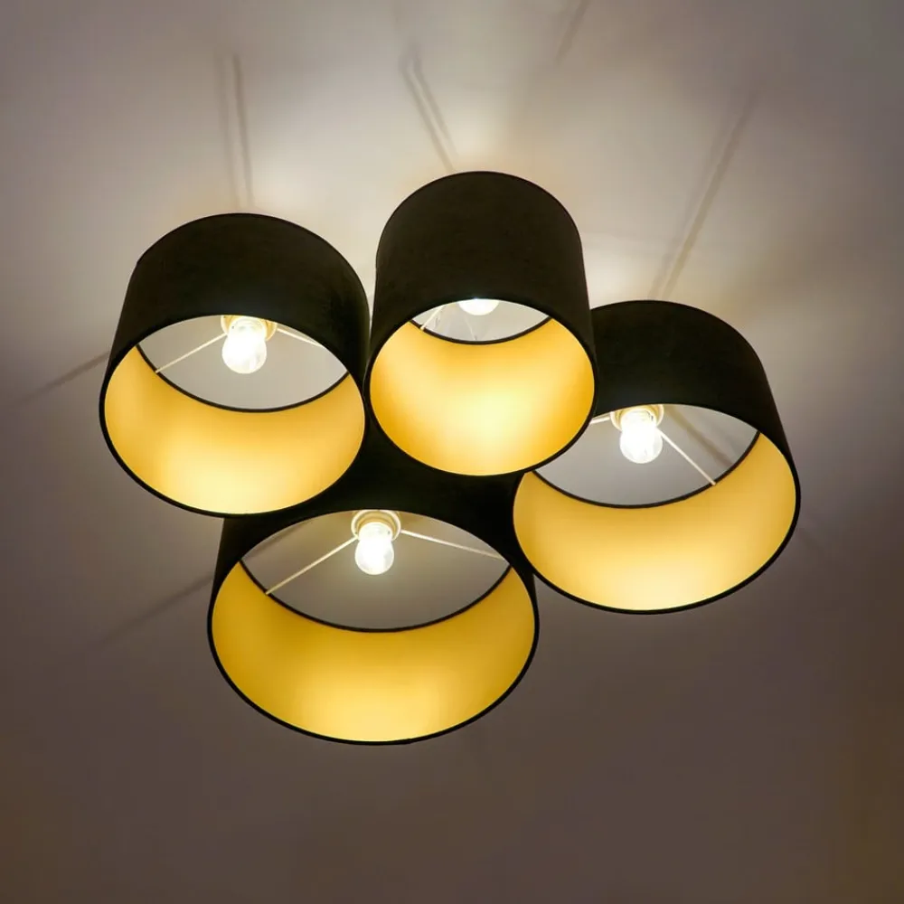 Lodge loftlampe, 4 lyskilder, sort/guld^Euluna Discount