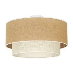 Euluna loftlampe Boho Jute, naturbrun/hvid, Ø 45 cm
