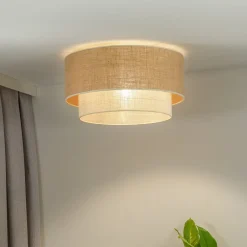 Euluna Loftlamper>loftlampe Boho Jute, naturbrun/hvid, Ø 60 cm