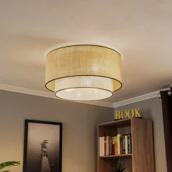 Euluna Loftlamper>loftlampe Boho jute & sort, brun/sort, Ø60cm