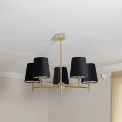 Euluna lysekrone Nita, sort/guld, 5 lyskilder