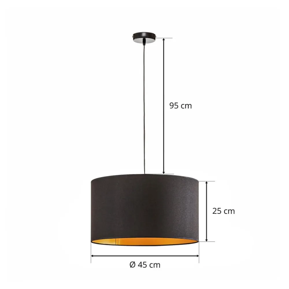 Euluna Pendellamper>Roller hængelampe, sort/guld, Ø 45 cm