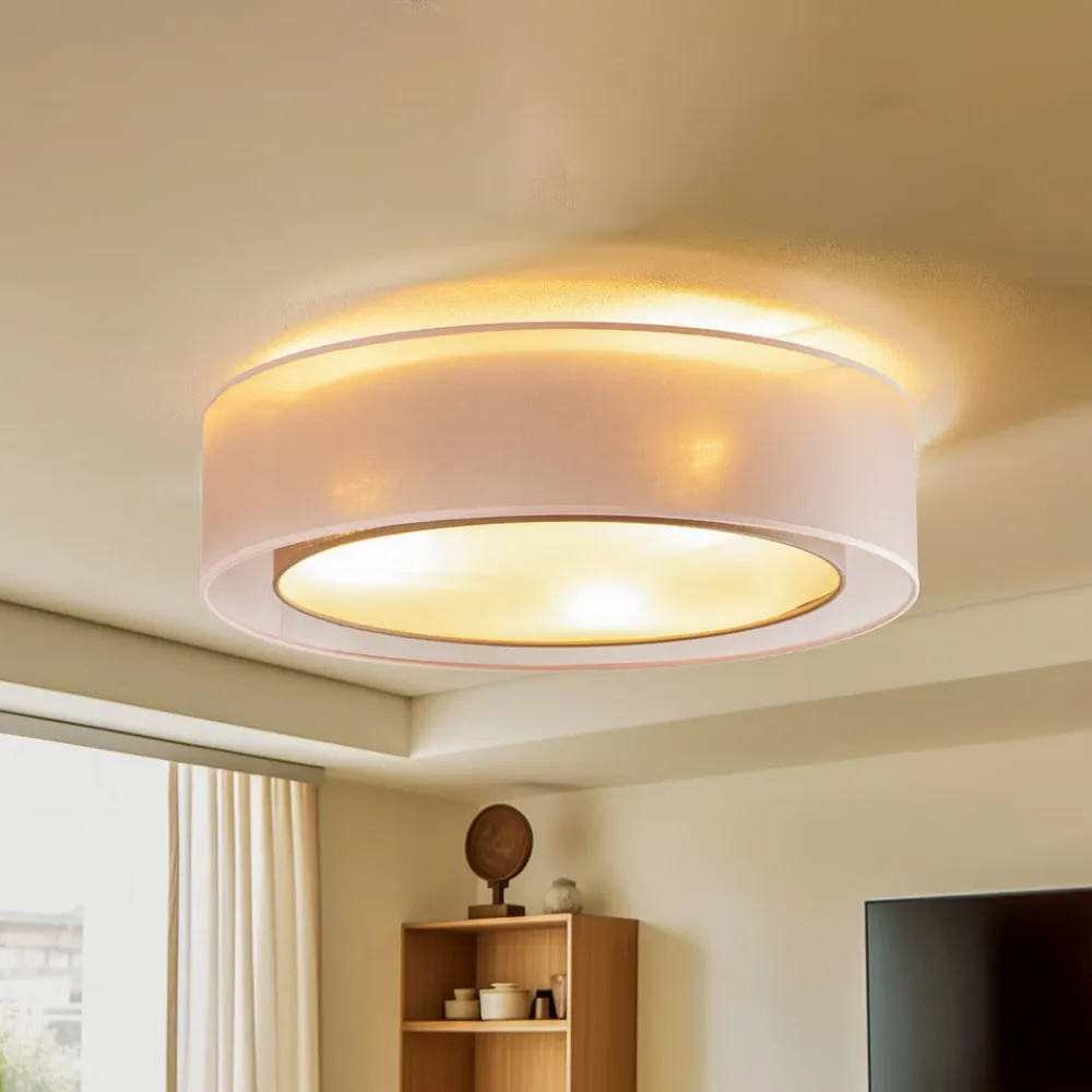 Tibu loftlampe, tekstil, Ø50cm, jordfarvet^Euluna Clearance