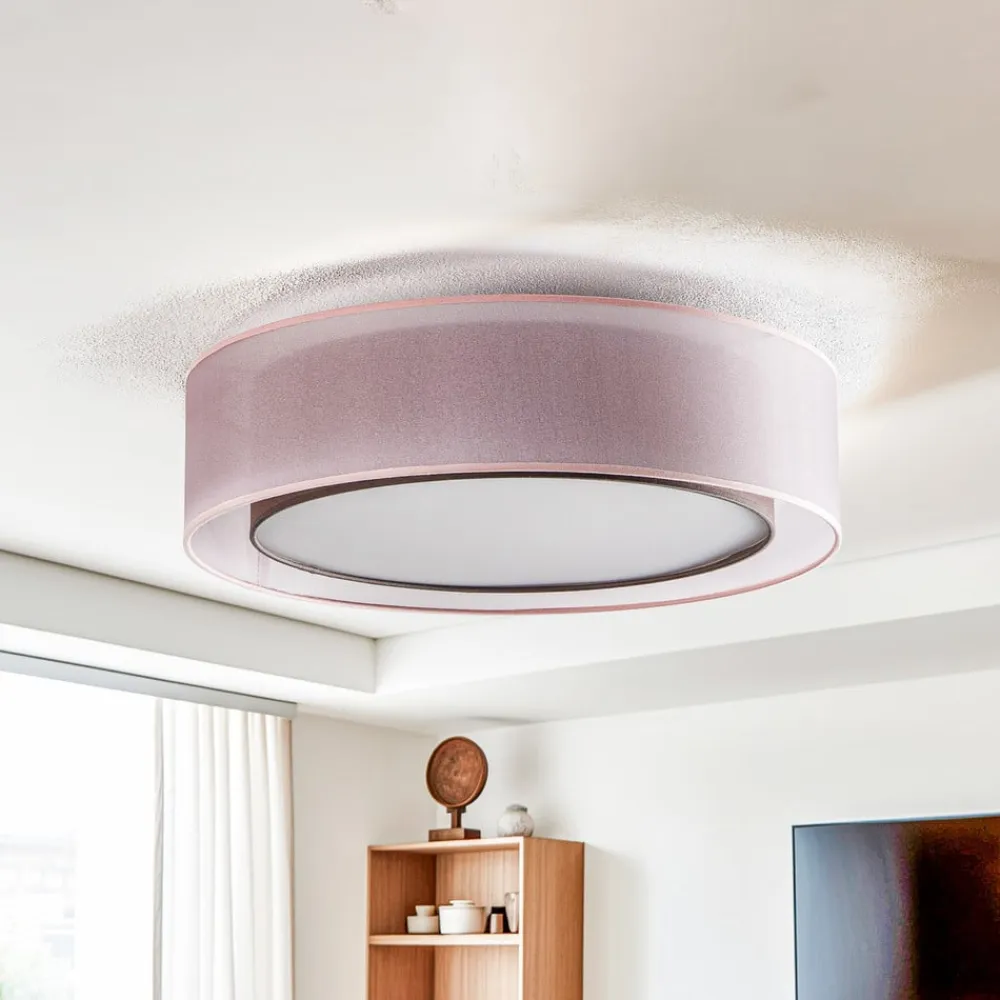 Tibu loftlampe, tekstil, Ø50cm, jordfarvet^Euluna Clearance