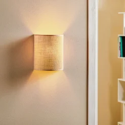 Euluna Gang|Pendellamper>væglampe jute, brun, tekstil, 24 cm høj, E27