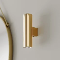 væglampe Marion, messing Højde 18 cm Stål op/ned^Euluna Online