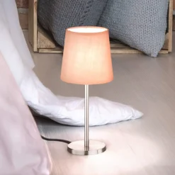 FH Lighting Bordlamper>Eve bordlampe, hørskærm, nikkel/rosa