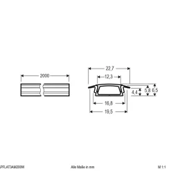 APFLAT3 alu-profil, 200 cm T-profil, hvid^EVN Discount