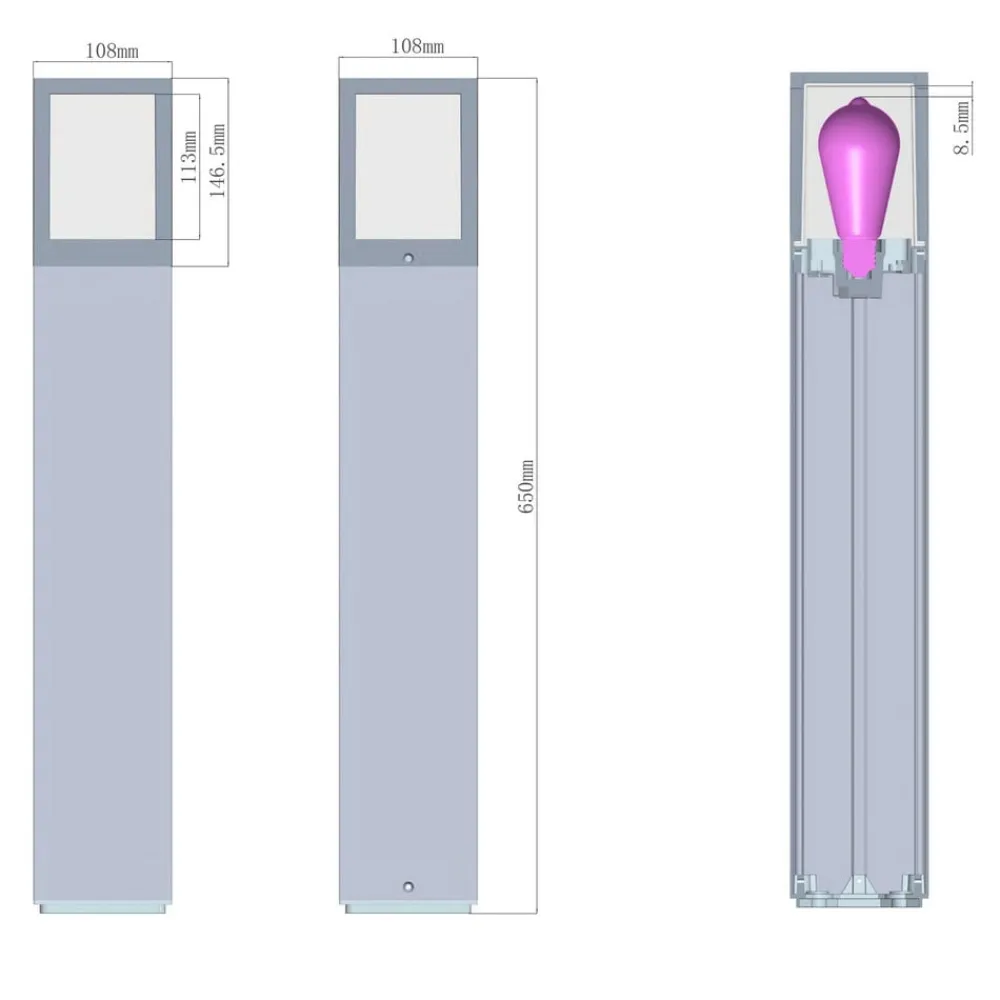 Deko-Light Facado II vejlampe, højde 65 cm, kantet, mørkegrå/opal