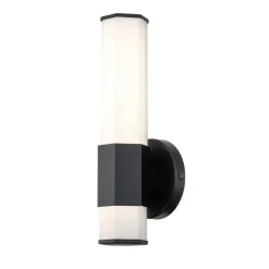 Quintiesse Facet Single LED-væglampe til bad, 3.000 K, sort