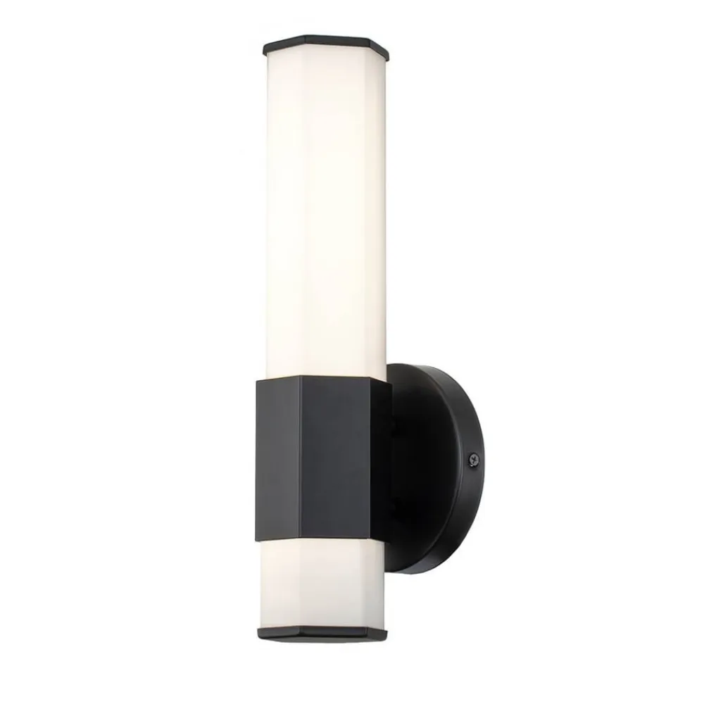 Quintiesse Facet Single LED-væglampe til bad, 3.000 K, sort