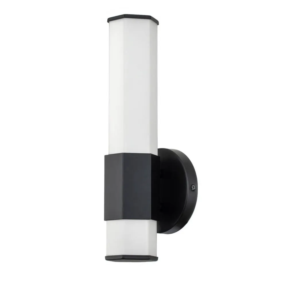 Quintiesse Facet Single LED-væglampe til bad, 3.000 K, sort