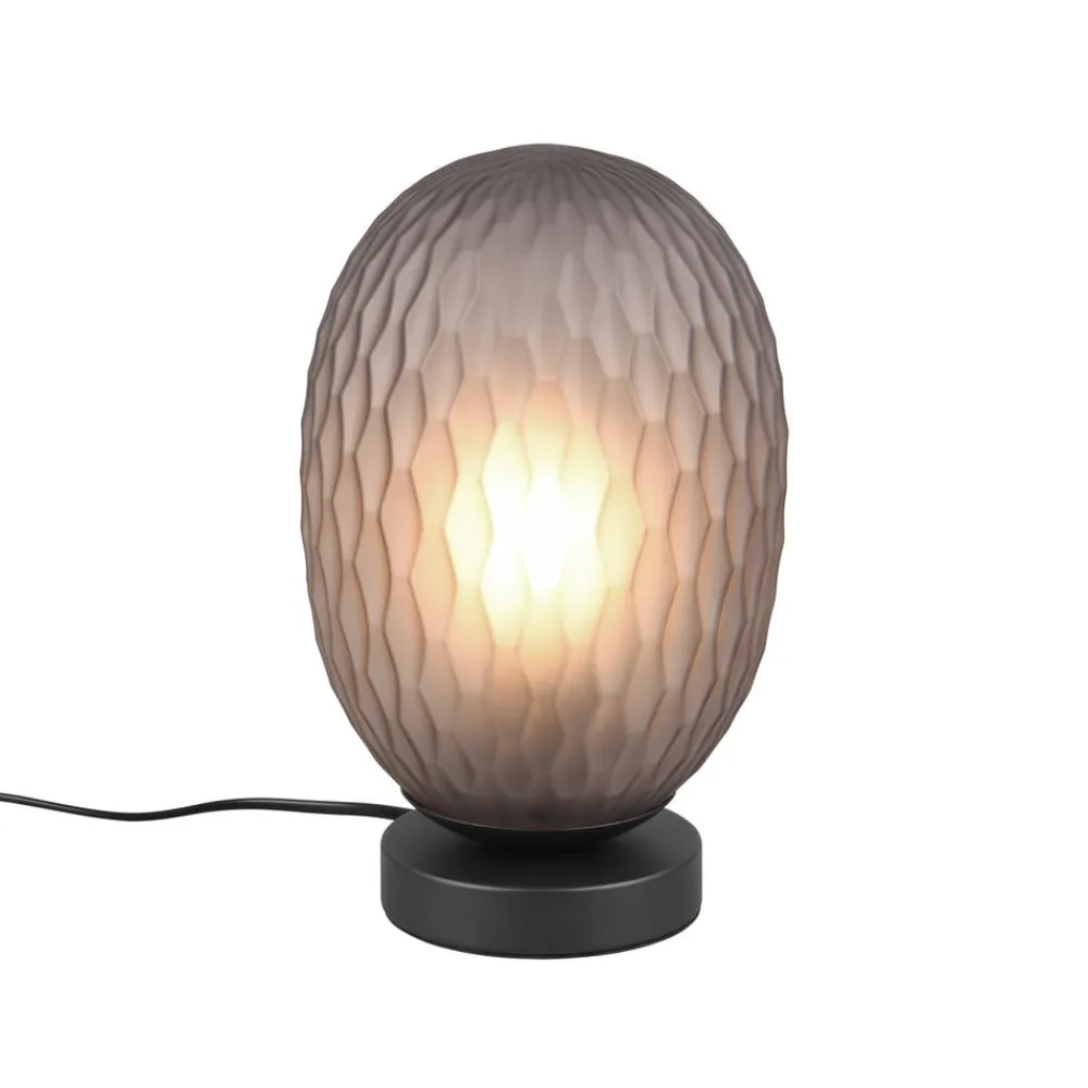 Trio Lighting Bordlamper>Facette bordlampe, røgfarvet grå, højde 29 cm, glas, E27