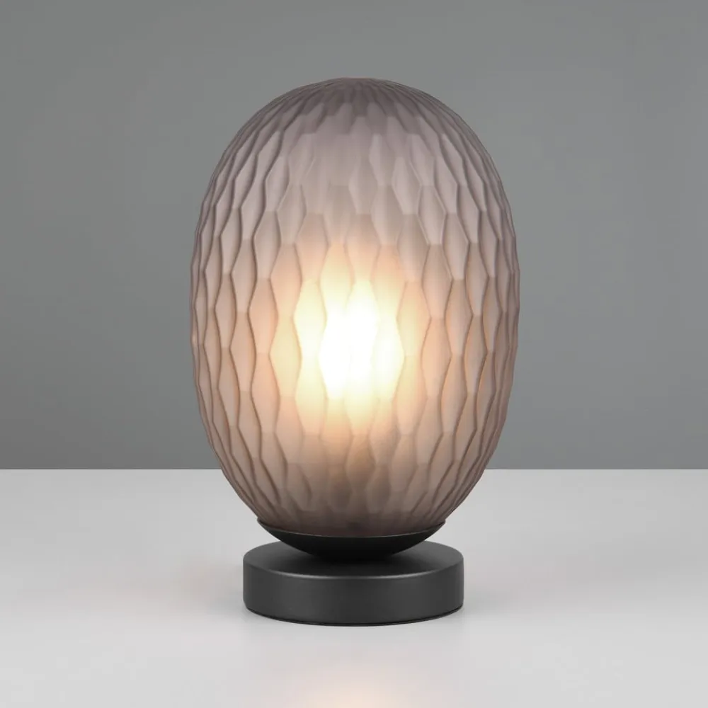 Trio Lighting Bordlamper>Facette bordlampe, røgfarvet grå, højde 29 cm, glas, E27