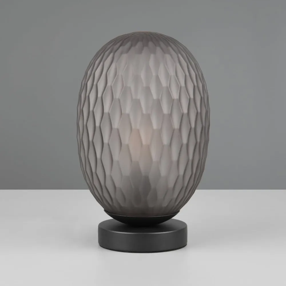 Trio Lighting Bordlamper>Facette bordlampe, røgfarvet grå, højde 29 cm, glas, E27