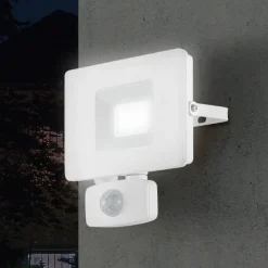 EGLO Væglampe Med Sensor|Udendørs Spot>Faedo 3 udendørs LED-spot med sensor, hvid, 20 W