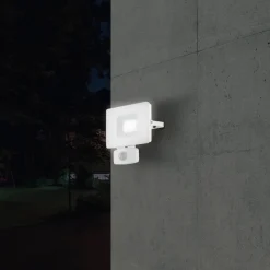 EGLO Væglampe Med Sensor|Udendørs Spot>Faedo 3 udendørs LED-spot med sensor, hvid, 20 W
