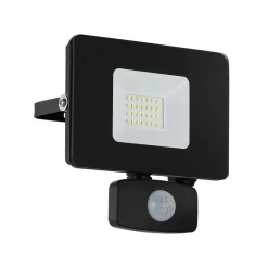 EGLO Faedo 3 udendørs LED-spot med sensor, sort, 20 W