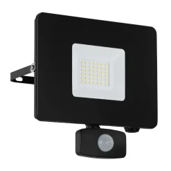 EGLO Væglampe Med Sensor|Udendørs Spot>Faedo 3 udendørs LED-spot med sensor, sort, 30 W